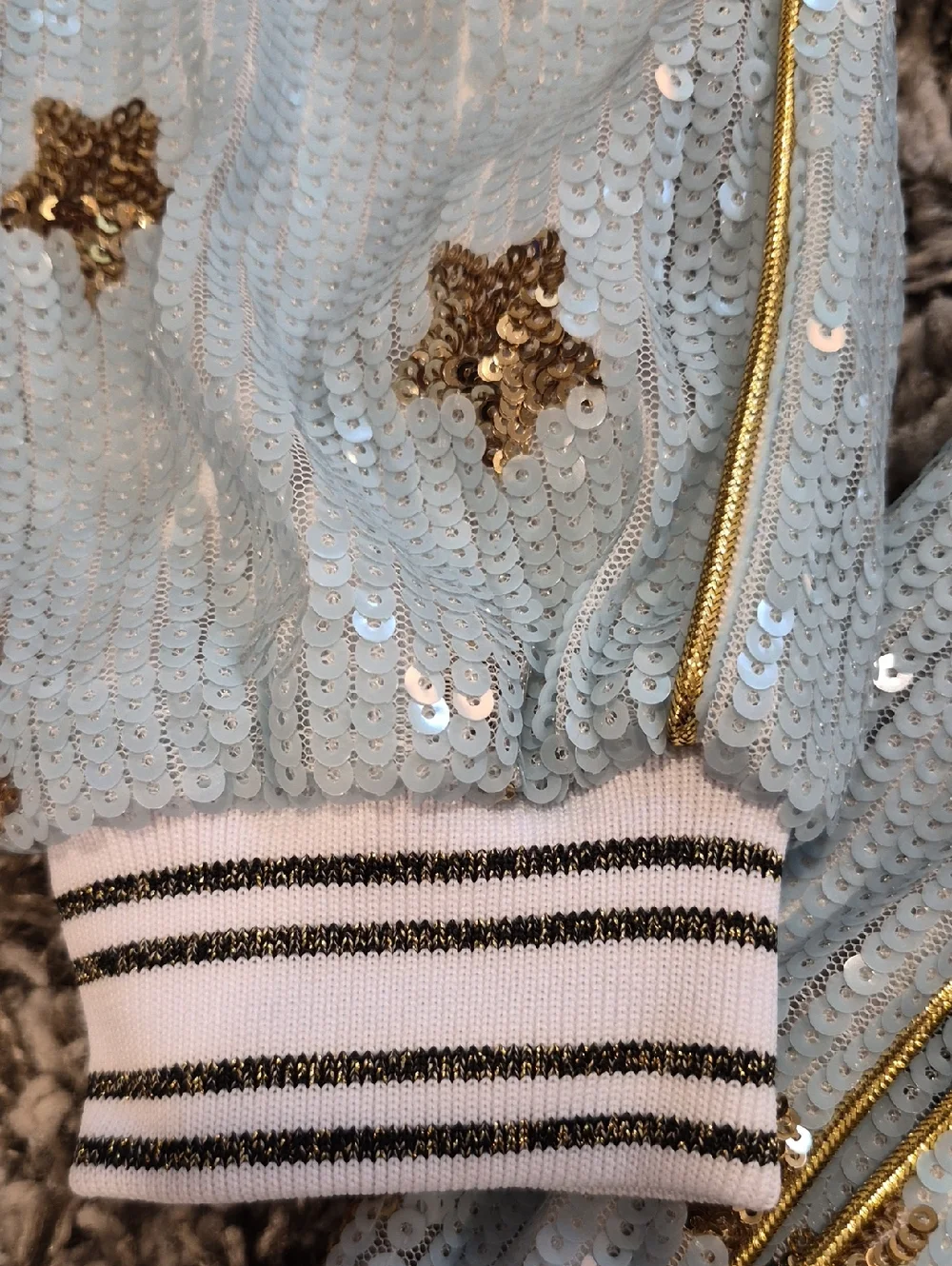 Lola and The Boys Galaxy Sequin Bomber Jacket